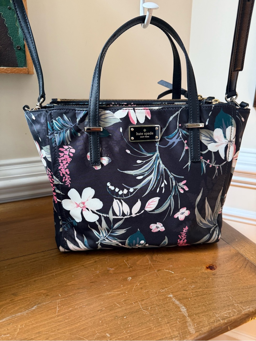 kate spade Wilson Road Botanical Alyse Nylon Satchel Crossbody Bag convertible